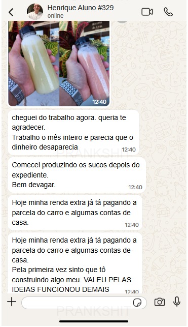 Henrique — resultado vendendo sucos