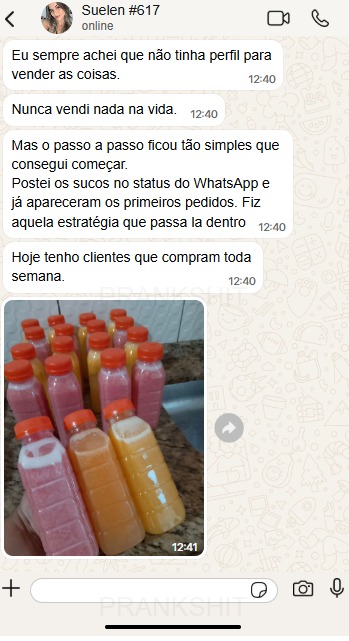 Suelen — resultado vendendo sucos