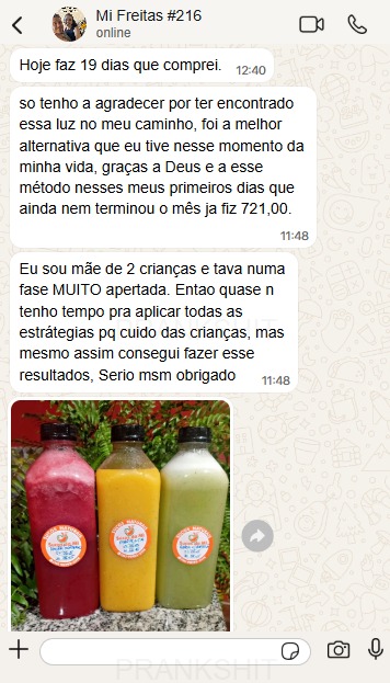 Mi Freitas — resultado vendendo sucos